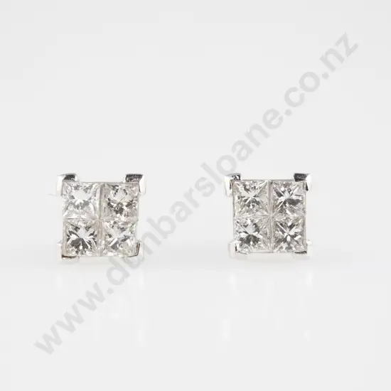 Pair 18ct White Gold Diamond Stud Earrings