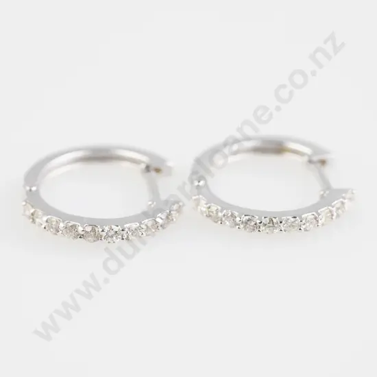 Pair 18ct White Gold Diamond Hoop Earrings