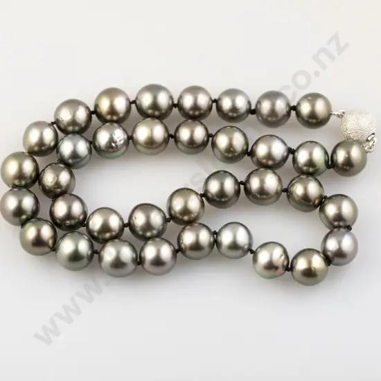 Single Strand Tahitian Black Pearl Necklace