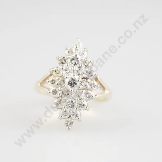 14ct 25stone Diamond Marquise Cluster Ring