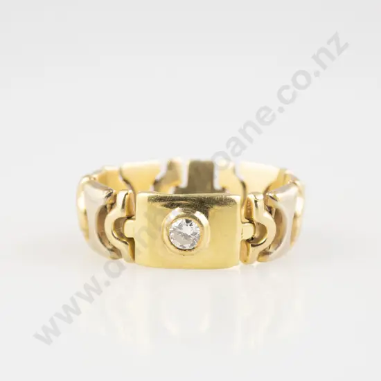 18ct Chain Link Single DIamond Band Ring