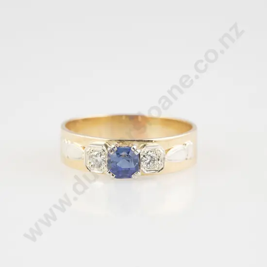 18ct Three Stone Sapphire & Diamond Ring