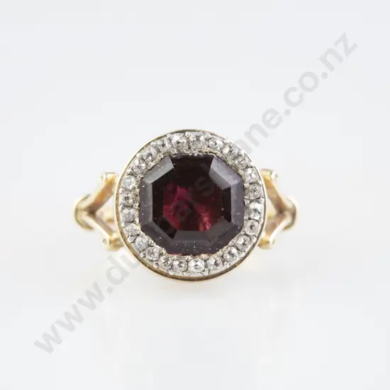 C19th Garnet and Diamond Cluster Ring