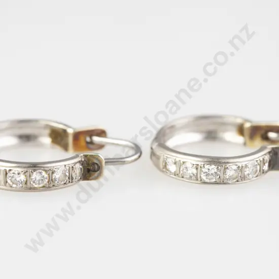Pair 18ct White Gold and Diamond Hoop Earrings