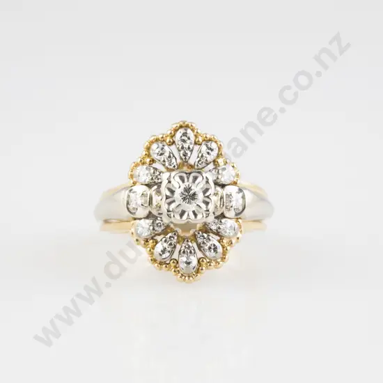 14ct 23stone Diamond Cluster Ring
