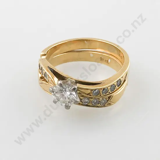 18ct Solitaire Diamond Ring and Band
