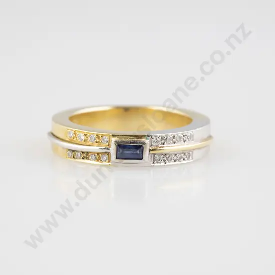 18ct Yellow & White Gold Sapphire and Diamond Band Ring
