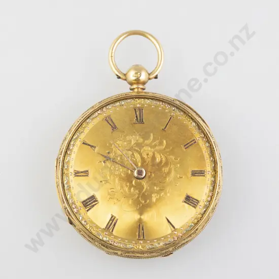 18ct Open Face Key Wind Pocket Watch