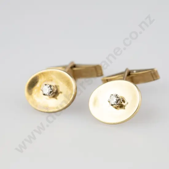 Pair 9ct Diamond Cuff-Links