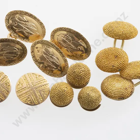 18ct and 14ct Cuff-Links and Three Matching Shirt Buttons and Pair Others