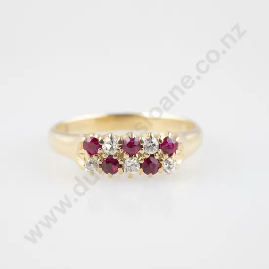 18ct 10stone Synthetic Ruby & Diamond Band
