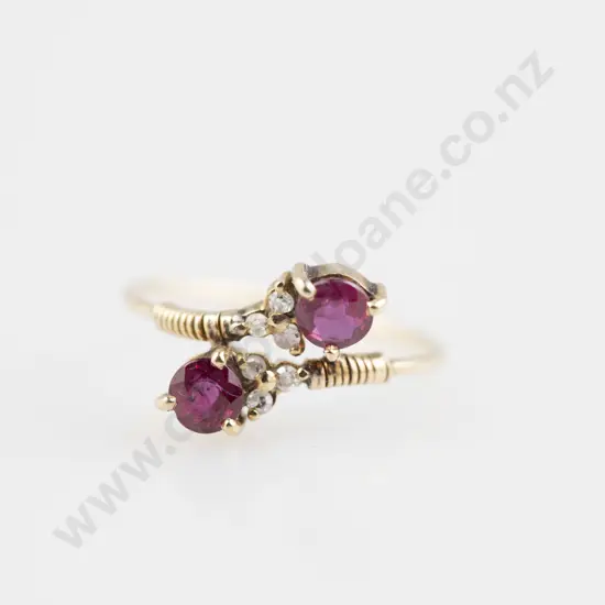 14ct Eight Stone Ruby and DIamond Ring