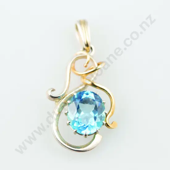 9ct & S/S Single Topaz Pendant