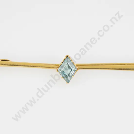 22ct Single Blue Zircon Bar Brooch