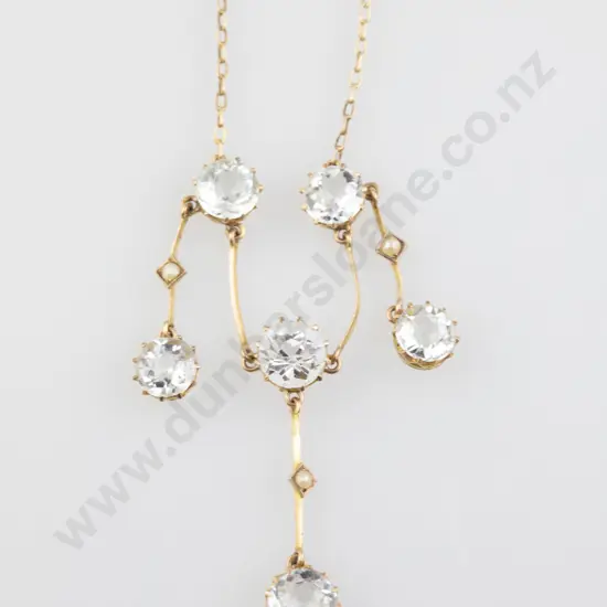 Edwardian 9ct SIx Stone Crystal Necklet