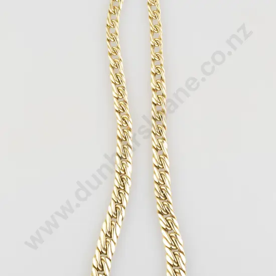 18ct Modern Graduated Flat Curb Link Neck Chain