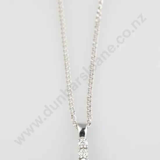 9ct White Gold Three Stone Diamond Pendant