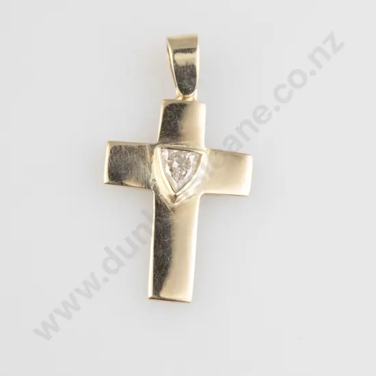 9ct Single Diamond Cross Pendant