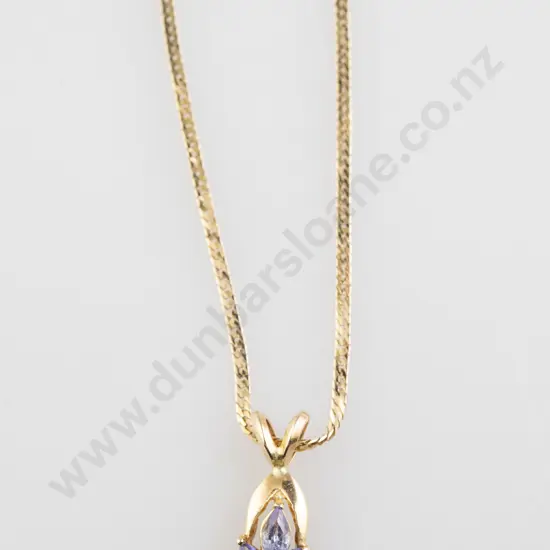 14ct Three Stone Sapphire Pendant