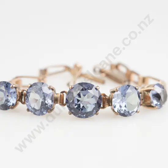 9ct Five Stone Imitation Alexandrite Bracelet