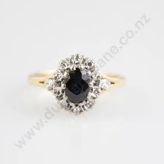 18ct 13stone Sapphire and Diamond Cluster Ring