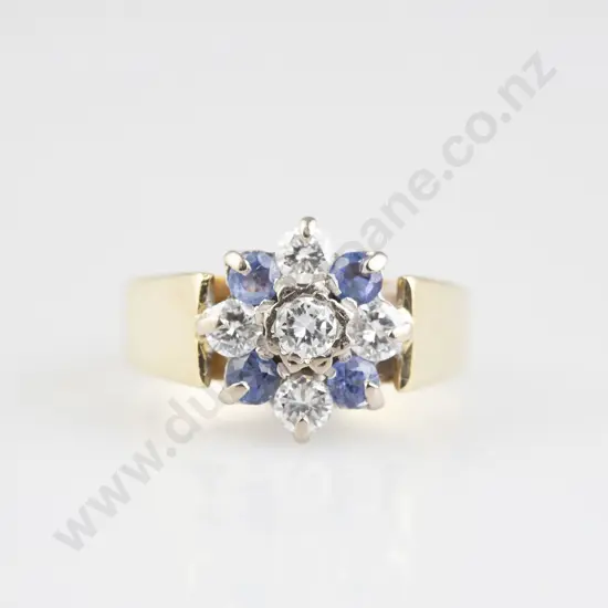 18ct 19stone Sapphire and Diamond Cluster Ring