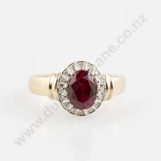 9ct 17stone Synthetic Ruby and Diamond Cluster Ring