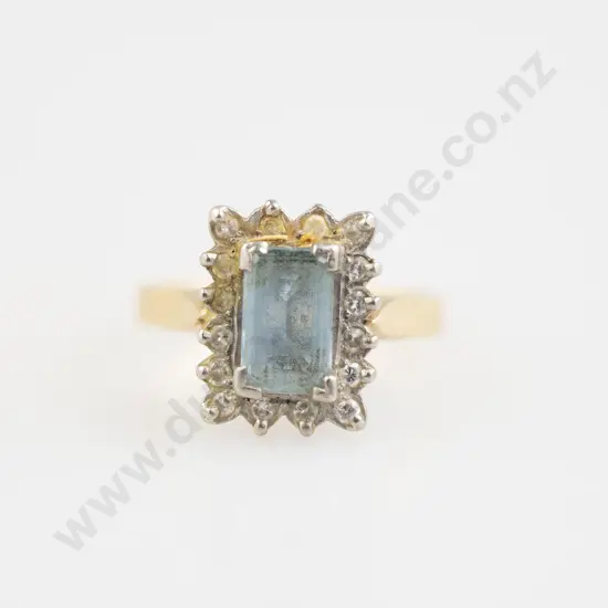 18ct 17stone Aquamarine and Diamond Cluster Ring