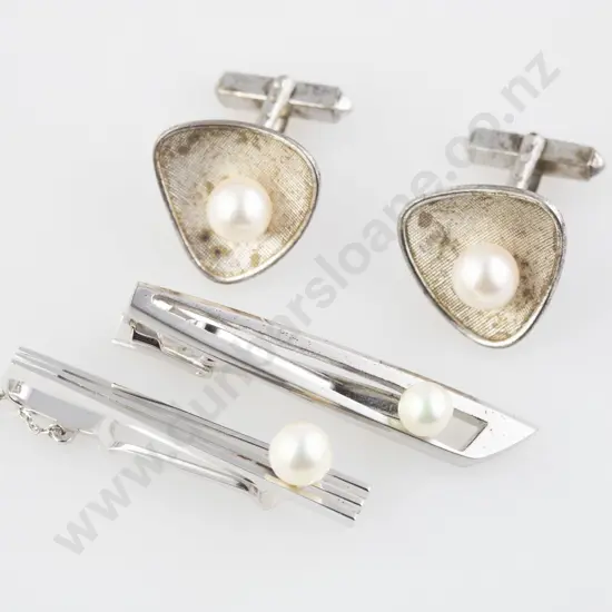 Mikimoto 14ct White Gold SIngle Cultured Pearl Tie Pin, others