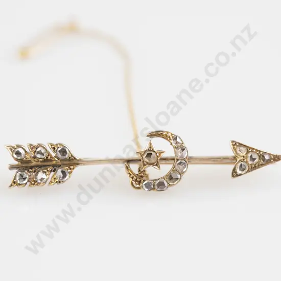 Victorian 9ct 17stone Diamond Bar Brooch