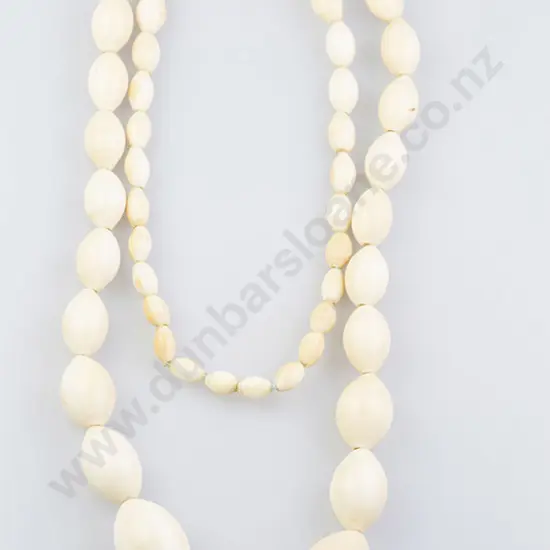 Edwardian Long Length Ivory Bead Necklace