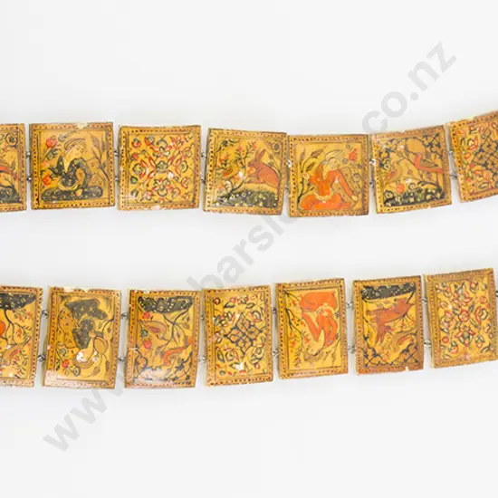 Pair Early C20th Persian Tile Panel Bracelets