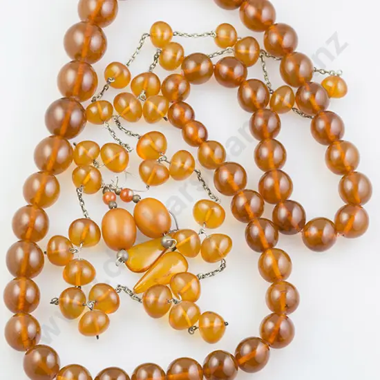 Edwardian Uniform Amber Bead Necklace, other, earrings
