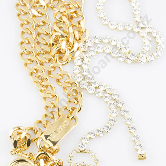 Boxed Chanel Gold Plated Curb Link Belt and other