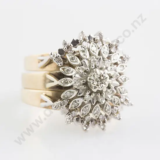 9ct Diamond Three Ring Cluster Set