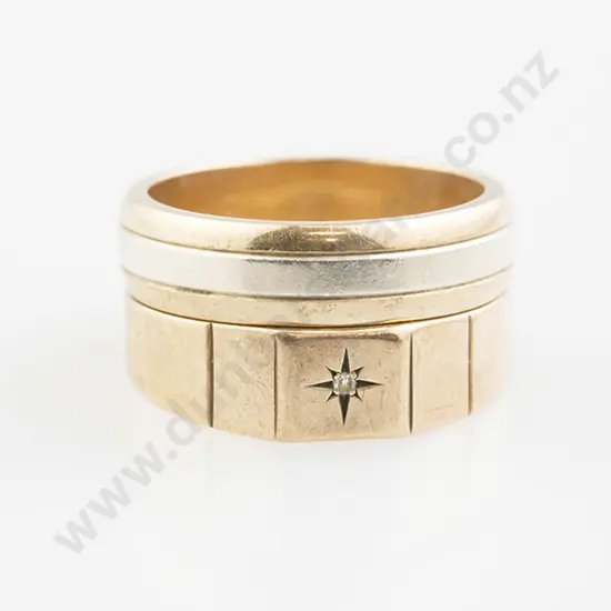 9ct White & Yellow Wedding Band and other