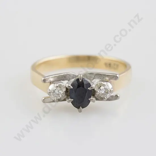 18ct Three Stone Sapphire and Diamond Ring