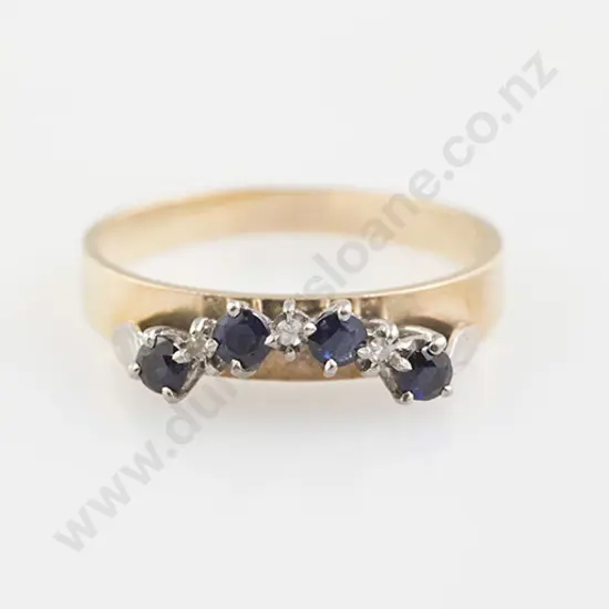 9ct Seven Stone Sapphire and Diamond Curve Band