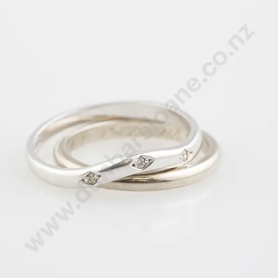 14ct White Gold Plain Wedding Band and Curve Band