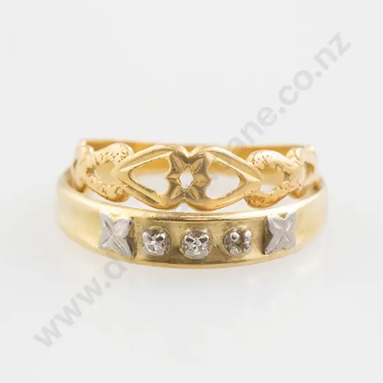 22ct Heart Band Ring and 18ct Band