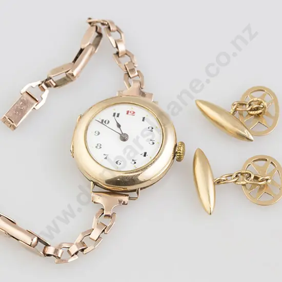 Early C20th 15ct Rolex Cased Ladies Wrist Watch, Cuff-Links