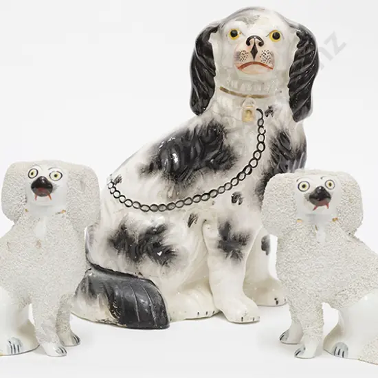 Three Victorian Staffordshire Dog Figures