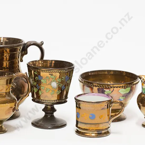 Collection Three  Victorian Copper Lustre Jugs and Others