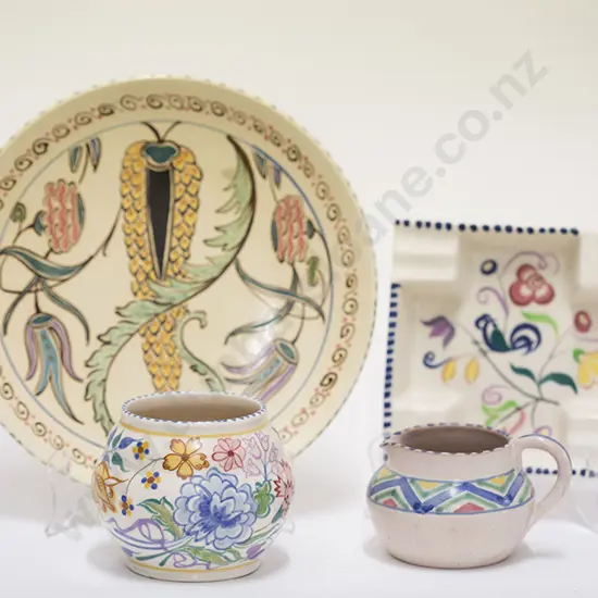 Poole Pottery Ashtray, Plate, Jug & Vase (4)
