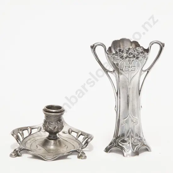 WMF Art Nouveau Spill Vase & Chamberstick (2)