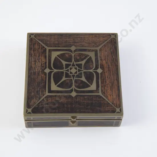 Erhard & Sohne Rosewood & Brass Cigarette Box & Red Glass Vase