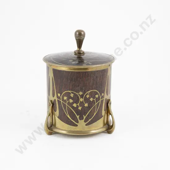 Erhard & Sohne Rosewood & Brass Cylindrical Jar & Cover