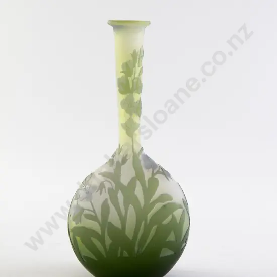 Galle Art Nouveau Acid Etched Glass Vase