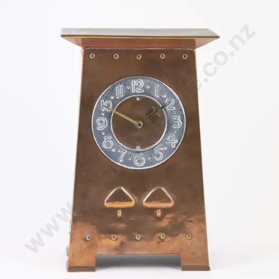Arts & Crafts Polished Copper Mantle Clock