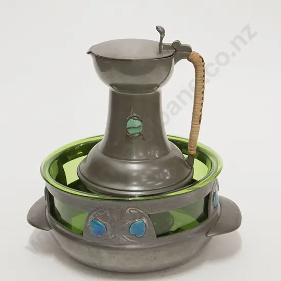 Archibald Knox Tudric Pewter Fruit Bowl & other jug